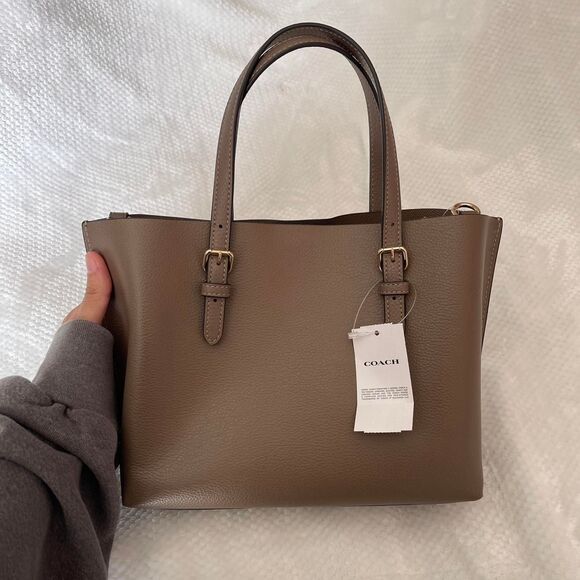 COACH MOLLIE 25 LEATHER TOTE BAG (DARK STONE) - Picture 2 of 7